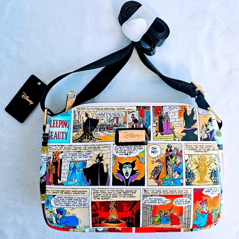 DISNEY Buckle-Down Sleeping Beauty Maleficent & Aurora Crossbody Bag Brand New!